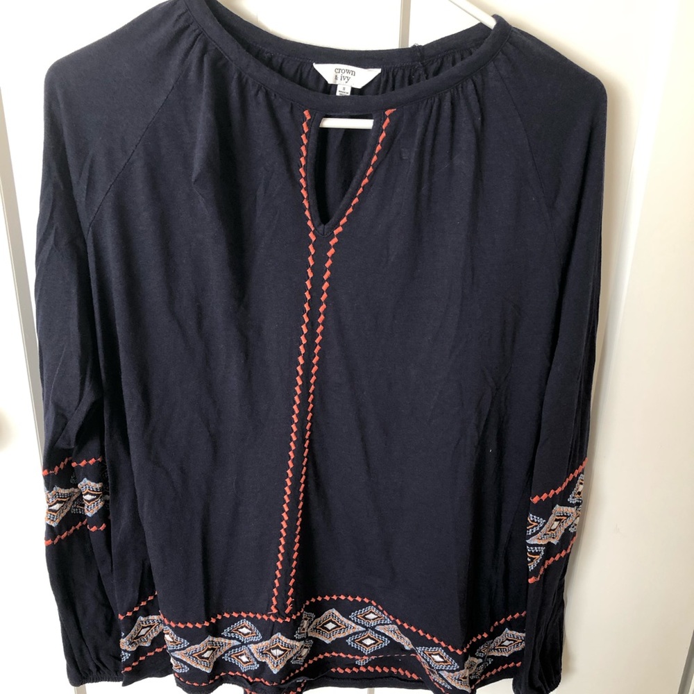 Crown & Ivy Navy Blouse